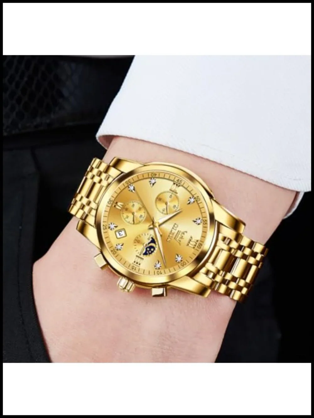 Men's Chronograph Watch Stainless Steel Waterproof Luminous Dress Analog